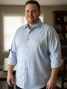 Blue button down shirt. 3X